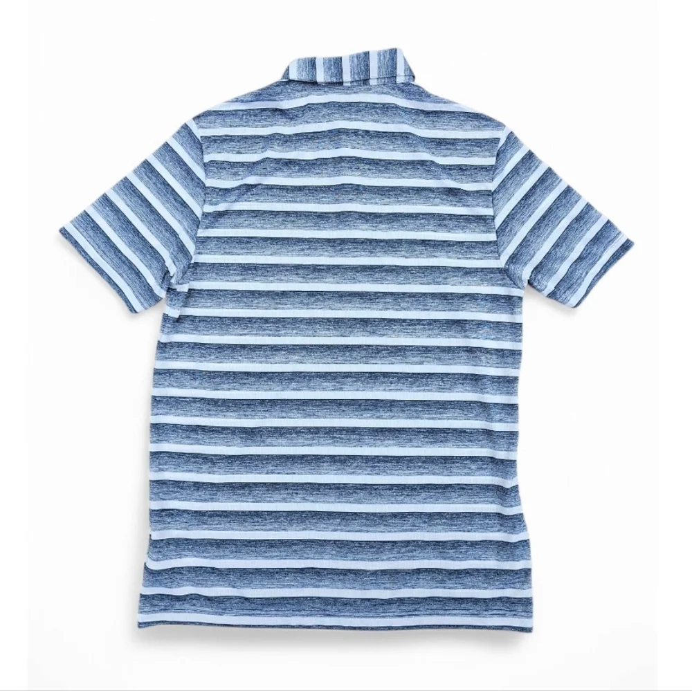 Adidas Men's Striped Polo Shirt - Blue and White, Size M